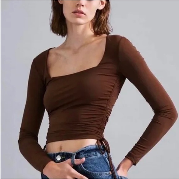 Zara square neck scrunch side top - Picture 1 of 6